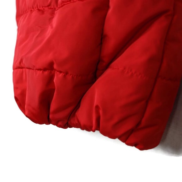 Liz Claiborne Red Quilted Puffer Vest Size L Large Fur Trim Hood Zipper - Picture 12 of 12